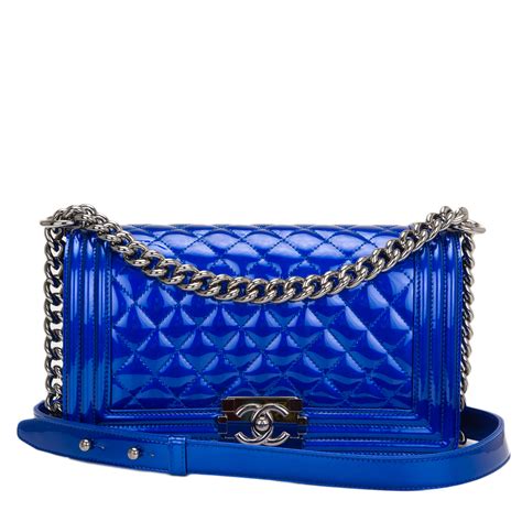 chanel boy blue patent|Chanel boys handbags.